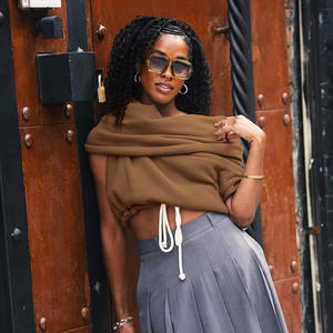 C1431 Nuova <span class=keywords><strong>Felpa</strong></span> Invernale Casual con Ampio Collo <span class=keywords><strong>Senza</strong></span> <span class=keywords><strong>Maniche</strong></span> con <span class=keywords><strong>Cappuccio</strong></span> e Coulisse alla Moda - Product Image 4