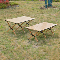Mesa Plegable Moderna y Ligera de Acero Inoxidable para Exteriores con Acabado de Grano Metálico para Acampar, Hacer Barbacoas y Comer al Aire Libre