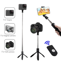 Trépied perche à selfie avec télécommande détachable et miroir de rétroviseur, support de téléphone portable extensible et portable pour iPhone Android, idéal pour les voyages et les selfies