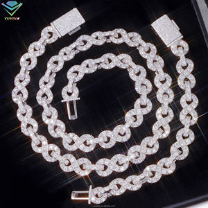 yu ying Luxury 925 sterling Silver 13MM VVS Moissanite <b>Infinity</b> Chain <b>Necklace</b> 18k <b>gold</b> Plated Link Chain Unisex Everyday Wear - Product Image 1