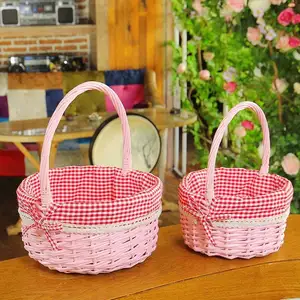 Paniers cadeaux en osier, panier de rangement en osier tissé avec poignées