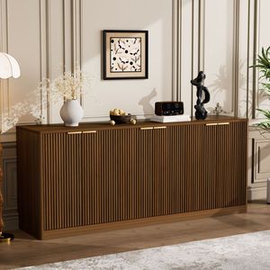 Aparador Estético de 4 Puertas con Diseño Acordonado, Mueble de Almacenamiento, Consola para Entrada, Mesa de Centro, Amplio Mueble para Sala de Estar - Product Image 3