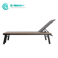 Chaise longue de jardin en aluminium de qualité supérieure avec cadre en bois pour villa, maison, cour, vente en gros