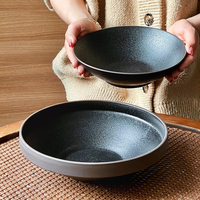 Vaisselle de sécurité alimentaire en argile noire grand bol à nouilles nordique en céramique Ramen soupe Udon Soba Pho bols pour Restaurant