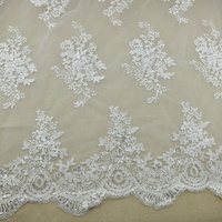 Ebay Chaude Belle Fleur Broderie Tulle Tissu Blanc Sequin Mariée Dentelle Maille Garniture WTPA-082