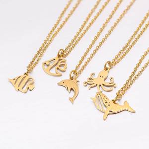 Stainless Steel Marine Life Necklaces Dolphin Sea Turtle Octopus Shark Pendants Necklaces Personalized Women's Chain <b>Choker</b> - Product Image 4