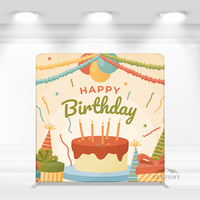 Support de toile de fond en tissu facile à monter de 8 pieds avec cadre en aluminium, toiles de fond personnalisées imprimées pour la décoration de fête d'anniversaire