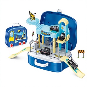 Valise de jeu multifonctionnelle pour enfants avec circuit de voitures, modèles de voitures, <span class=keywords><strong>parking</strong></span> de rangement et fonction de jeu d'imitation, jouet préscolaire - Product Image 4