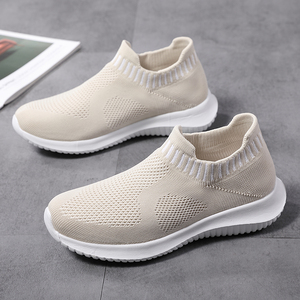 Custom Breathable Light Weight Running Walking Shoes with Logo <b>Women</b> Fashion <b>Slip</b> on Style Knitting Sneakers - Product Image 4