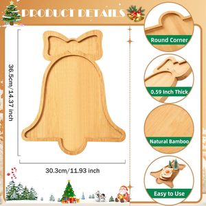 Plateau de service en bois en forme de cloche de Noël pour la table de fêtes et les décorations de cuisine - Product Image 3