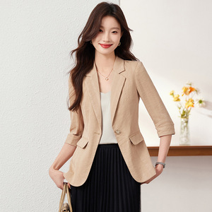 Women's Short Blazer White Solid Color Viscose Fiber No-Wrinkle Treatment For Commuters Spring Autumn 2025 - Product Image 2