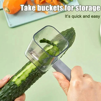 Couteau à éplucher les fruits et légumes en acier inoxydable avec boîte de rangement Récipient à éplucher les pommes de terre multifonctionnel pour la cuisine