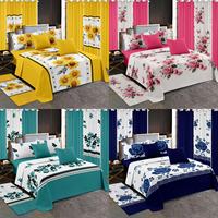 Siap Kirim Set Sprei Kasur King Size 13 Potong dengan Motif Cetak dan Gorden Senada Drap Et Rideaux Pour Maison
