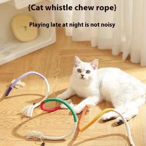 HIPHOPPET BSCI 70cm corda di cotone giocattoli da masticare per gatti resistente al morso e resistente ai denti per pulire le serie interattive di colori giocosi - Product Image 2