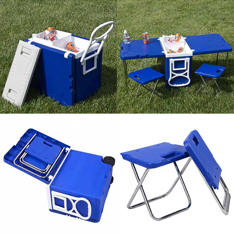 Multi Function Rolling Cooler With Table And Chairs Multi Function