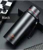 Botol Air Termos Olahraga Terisolasi Custom 1200ml Dinding Ganda Termos Vakum Baja Tahan Karat 304 2022 Baru Hitam untuk Berkemah