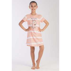 Vestido de dormir tipo túnica ovalado para niñas, de manga corta y con cuello, en tallas 3-4/9-10 - Product Image 5