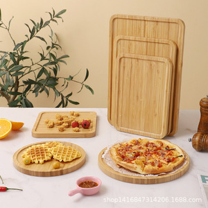 Plateaux de service en bambou rectangulaires et ronds, écologiques, pour la nourriture, la maison et la cuisine - Product Image 2