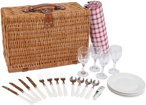 Màu Đỏ Màu Xanh Handmade Xử Lý Bán Buôn <span class=keywords><strong>Wicker</strong></span> Liễu Sang Trọng Tùy Chỉnh Picnic Basket Set Hamper Rượu Chăn Với Removable Túi Lạnh - Product Image 4