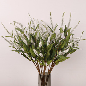 Fleurs artificielles de sauge, 5 têtes, en plastique souple, haute simulation, pour décoration intérieure et accessoires de mariage - Product Image 1