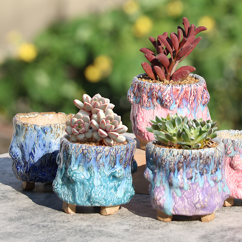 47th & Main Weißer Keramik-Übertopf Mit Händen – Schlankes Design, 8,9x17,8 Cm, Für Sukkulenten Und Kleine Pflanzen