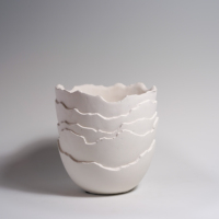 Nouveau pot en ciment artisanal écologique au design ondulé, style minimaliste pour la décoration de la maison, du jardin et de la table, en carton