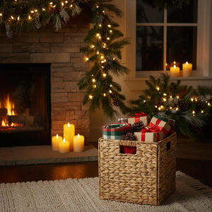 Juego de 3 Cestas de Almacenamiento Rectangulares de Jacinto de Agua Tejidas a Mano con Asas para Juguetes de Guardería y Organización de Armarios - Product Image 4