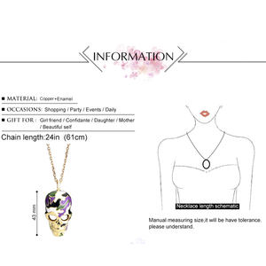 Colliers et pendentifs en émail pour femmes, 3D, squelette coloré, Vintage, ras du cou - Product Image 6