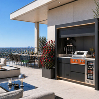 Cuisine extérieure moderne sur mesure de 3 m, îlot de cuisine BBQ modulaire en acier inoxydable 304, OEM