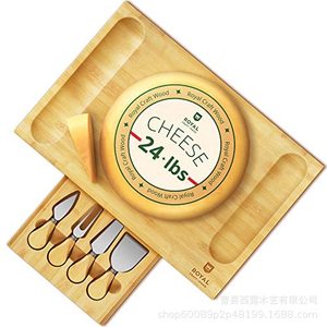 Plateau à fromage Royal Bamboo avec ensemble de couverts, couleur grain de bois, pour servir et couper le fromage - Product Image 5