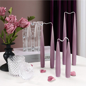 KK258 cetakan lilin plastik lancip ganda joran panjang lilin 2 in 1 cetakan akrilik dua kelopak cetakan lilin DIY - Product Image 1