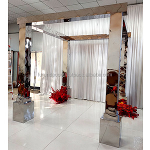Arche de mariage carrée en acier inoxydable 3D FURUN, grand pavillon métallique pour décorations de fête - Product Image 3