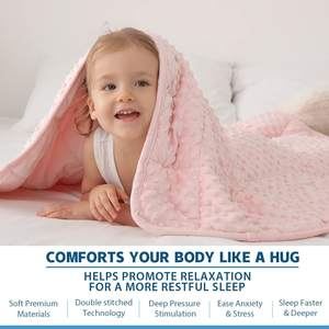 Couverture lestée pour enfants, petite fille, respectueuse de la peau, douce à pois en Minky, rose, 7 couches pour enfants, vente en gros - Product Image 3
