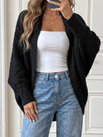 Großhandel Herbst Winter Damen Cape Shrug Offener Poncho Strick-Wickelponcho Unregelmäßiger Locker Sitzender Cardigan Lässige Oberbekleidung