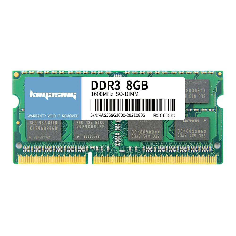 Kimasing หน่วยความจำแล็ปท็อป memoria RAM SODIMM บอร์ดสีเขียว1.35V 1.5V DDR3 8GB 1333 1600ชิ้นส่วนคอมพิวเตอร์