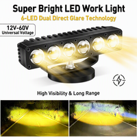 Barre lumineuse LED 110W, 6 lentilles, double couleur jaune et blanc, faisceau lointain et proche, portée 1000M, 12V-60V, étanche, projecteur tout-terrain