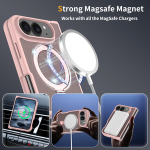 Étui de téléphone magnétique souple translucide rose tendance pour femmes et filles avec support, coque de téléphone personnalisée de haute qualité pour <span class=keywords><strong>iPhone</strong></span> 18 Fold - Product Image 2