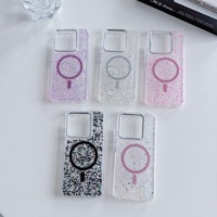Étui de téléphone magnétique transparent avec paillettes brillantes en époxy pour Redmi Note 13 4G 13 Pro+ 5G, charge sans fil, antichoc, coque brillante