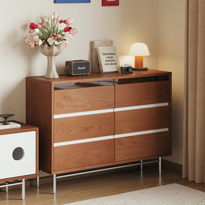 Retro Solid Wood Five Drawer <b>Chest</b> <b>Storage</b> Cabinet For Living Room Bedroom Entryway - Product Image 3