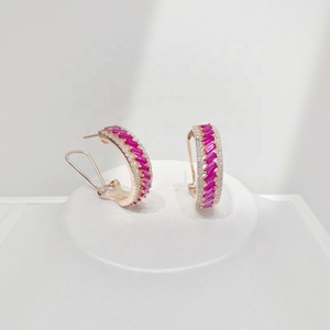 wholesale plata 925 sterling silver rose gold plated <b>earring</b> 2026 casual fashion party dainty fancy <b>red</b> zircon bridal <b>earrings</b> - Product Image 5