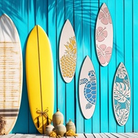 Nouvelle Décoration Murale Moderne Minimaliste en Bois Style Art Déco, Planche de Surf, Ananas et Fleur d'Hibiscus, pour Plage d'Été, Idée Cadeau