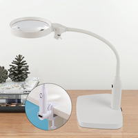Loupe de bureau à bras articulé réglable et pliable, avec clip flexible détachable, grossissement 2X 5X, éclairage LED, protection oculaire