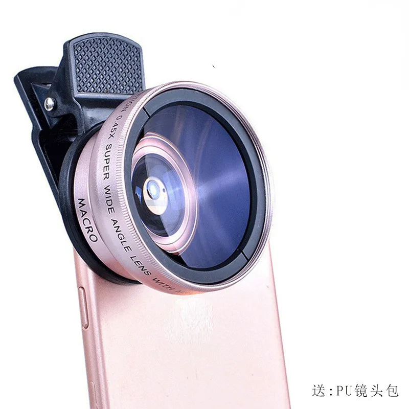 Campione gratuito attrezzatura fotografica universale Closeup 0,45 x obiettivi per fotocamera grandangolare per telefono cellulare obiettivo Macro