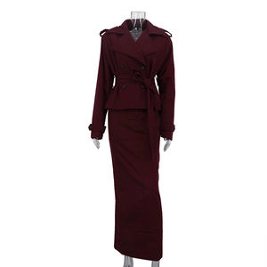 Elegante Completo <span class=keywords><strong>Donna</strong></span> Due Pezzi 2025, Set Gonna e Giacca, Trench Corto, Abbigliamento Autunno e Inverno - Product Image 3
