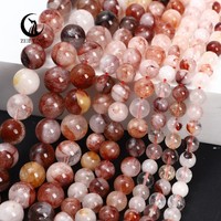 Perles de quartz rouge feu Zhe Ying 6 mm 8 mm 10 mm, pierres naturelles, perles rondes en quartz feu, perles en vrac pour la création de bijoux