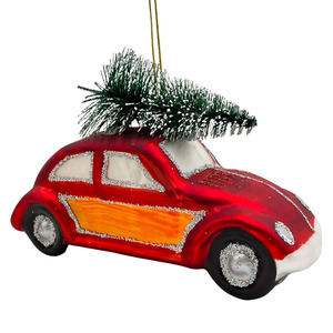 Factory Luxury Handmade UV Printed Blown Glass Ornaments Unique Red <b>Mini</b> Car Design for <b>Christmas</b> Holiday Season Home Decor - Product Image 4