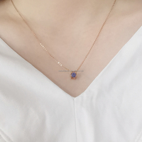 Joli cadeau de fiançailles bijoux 18K Au750 colliers en or massif pierres précieuses saphir colliers or jaune bijoux fins pour les femmes