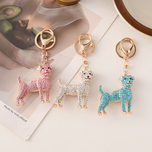 H1 New Arrival Rhinestone Zodiac Puppy Chains Animals <strong>Keyring</strong> Bag Accessories Jewelry Pendant Crystal <strong>Dog</strong> keychain key chain - Product Image 2