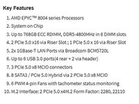 Carte mère de serveur WIO propriétaire MBD-H13SVW-N avec un seul socket AMD SP6, prise en charge DDR5