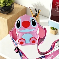 Sac bandoulière en silicone motif Stitch mignon avec nœud, sac à bandoulière portable pour enfants et filles, mini sac à bandoulière pour femmes pour le rangement quotidien
